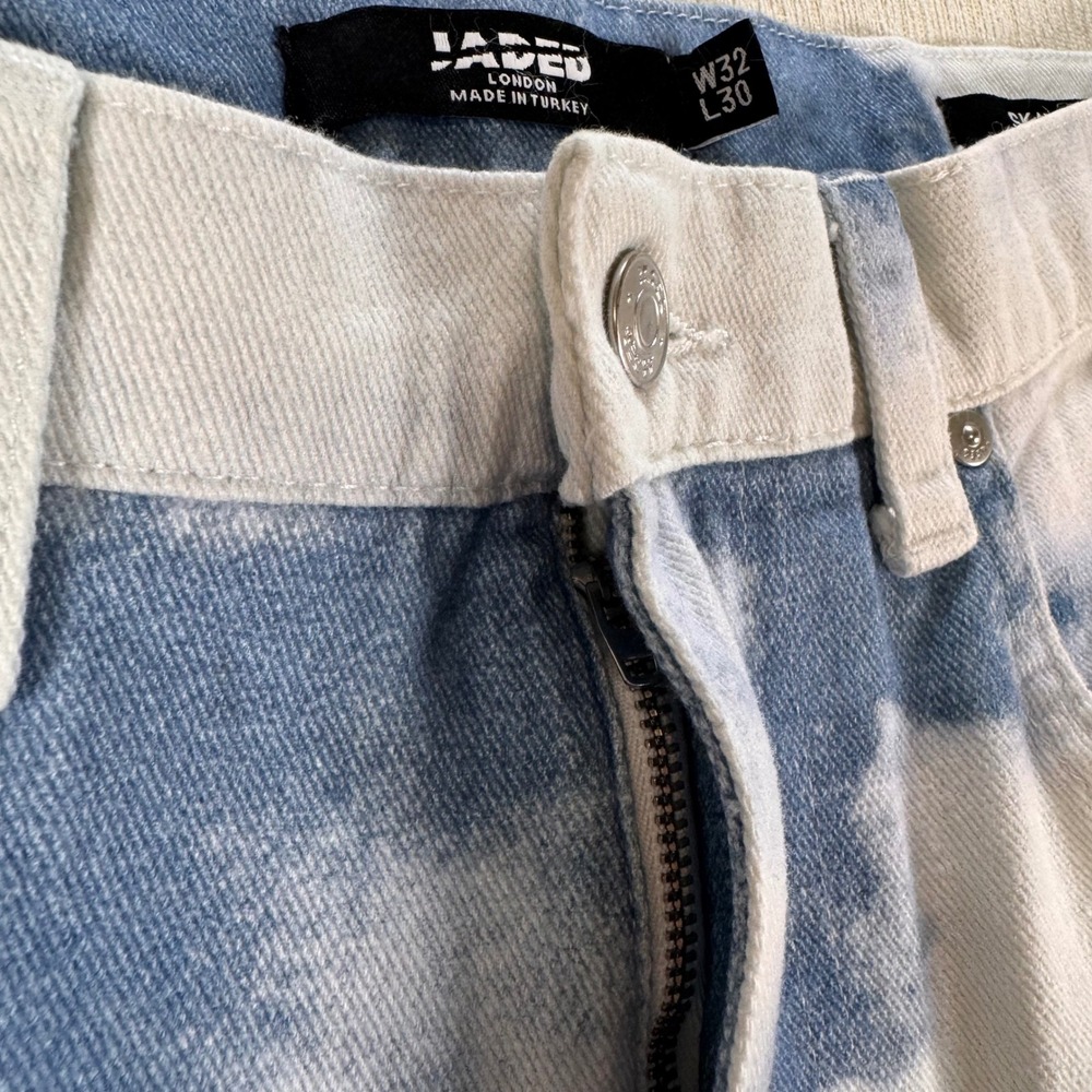 Jaded London Skate Fit Cloud Print Blue White Denim Jeans W32 L30 Dreamcore - Picture 4 of 11